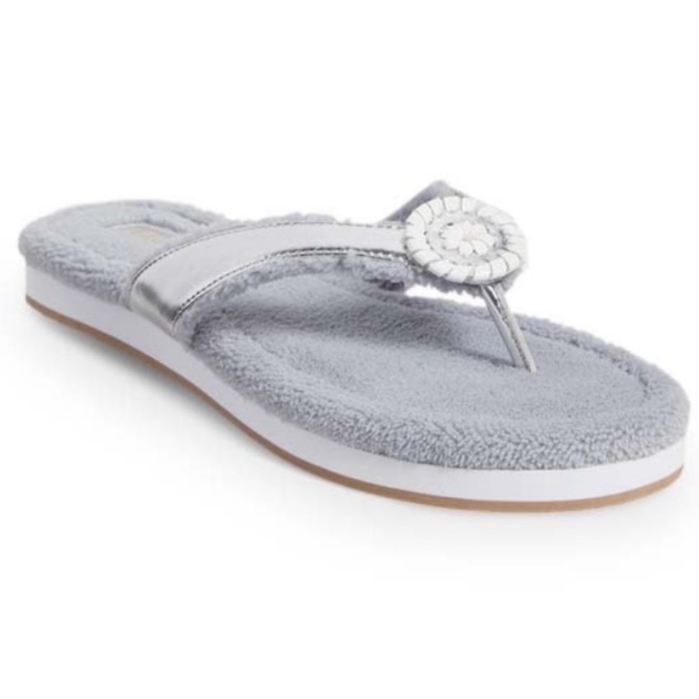 Jack Rogers Rosie Comfort Flip Flops in Grey/Silver/White NIB